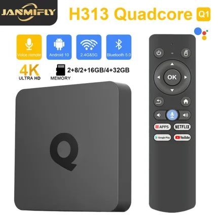 Q1 Android 10 Smart Home Theater TV Box Allwinner H313 Google Assistant Bluetooth 5.0 Media Player Wifi 2.4&5G